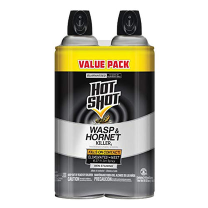 Hot Shot Wasp & Hornet Killer Spray, For Insects Eliminates the Nest, Sprays Up To 27 Feet, 14 fl Ounce, 2 Pack