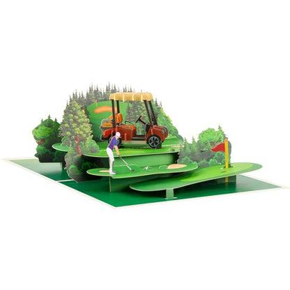 GUUEIG 3D Golf Cart Pop-Up Card - Unique Birthday, Anniversary, Father's Day Gift for Golf Enthusiasts - Golf Card Variation