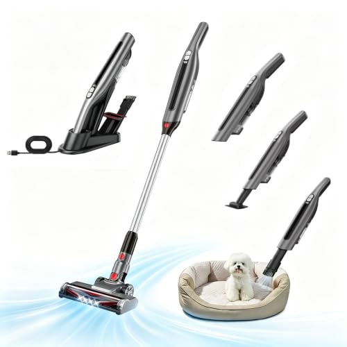 Gray Cordless Vacuum Cleaner Stick Vacuum with 30KPa Suction and Charging Base