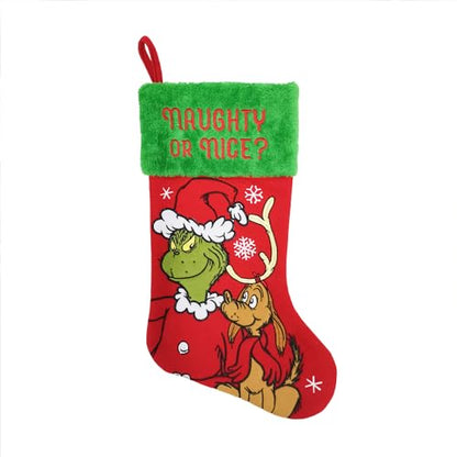 20-Inch Grinch and Max Christmas Stocking - Holiday Decor