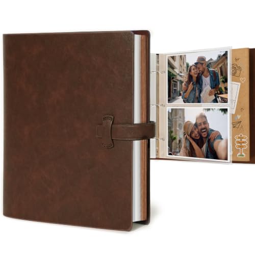4x6 Photo Album Faux Leather 3 Ring Binder Holds 200 Pictures Brown - Brown / 100 Pockets
