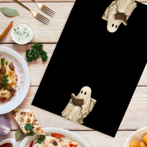 Halloween Ghost Hand Towels for Bathroom Kitchen Decor - Ghost Reading Book Variation, 16x24 Inch