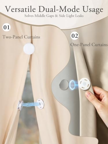 Magnetic Curtain Closure Clips with Adhesive Metal Patches - No Drill