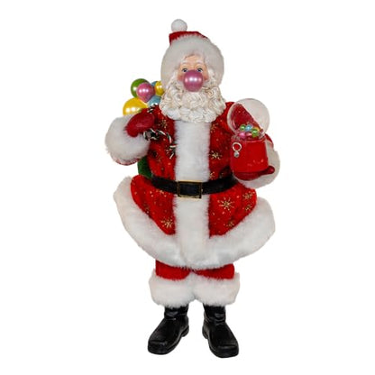 Christmas Santa Figurine 10.5 Inch Fabric Bubblegum Holiday Decoration