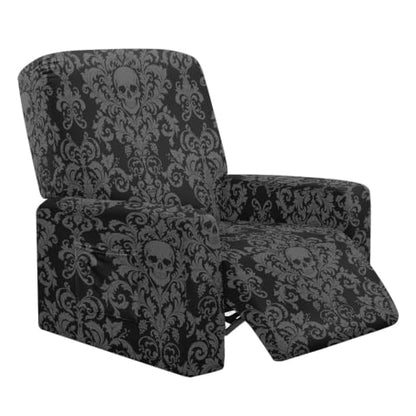 Gothic Skull Lazy Boy Recliner Cover 4-Piece Halloween Damask Variation