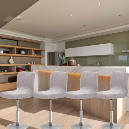Light Gray 2-Pack Stretch Bar Stool Covers with Backs - Easy Fit & Protection
