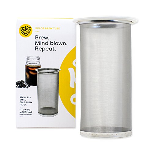 Brew Tube - Cold Brew Coffee Maker - 1 or 2 Quart Stainless Steel Mesh Reusable Filter for Wide Mouth Glass Mason Jar