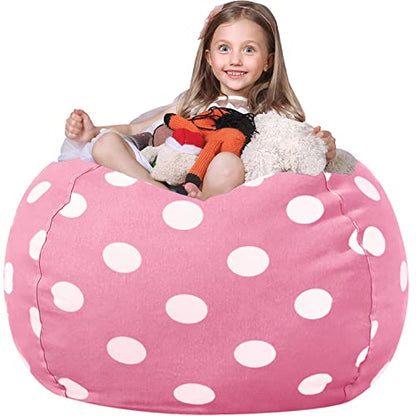 Pink Dot Wekapo Stuffed Animal Storage Bean Bag Chair Cover - XX-Large Kids
