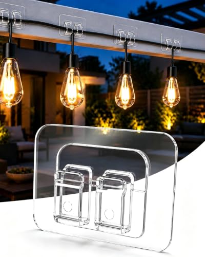 Outdoor String Light Clips with Clear Adhesive - 35 Pack Waterproof Hooks