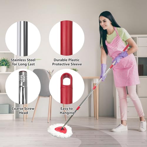 Spin Mop Replacement Set for EasyWring 1-Tank System with Microfiber Heads & Handle