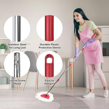 Spin Mop Replacement Set for EasyWring 1-Tank System with Microfiber Heads & Handle