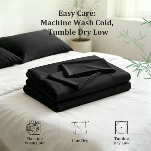 BEDSUM Twin Cooling Comforter Set - Black, 3-Piece Rayon Bamboo Blend