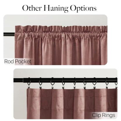 Wild Rose Dusty Rose Pink Velvet Curtains for Girls Bedroom, 40 x 84 Inches, Pack of 2