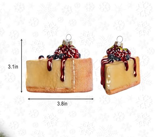 2PCS Hanging Glass Cheesecake Christmas Ornaments for Tree Decor