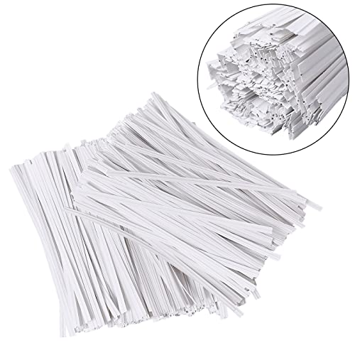 White Paper Twist Ties 5-Inch Pack of 500 for Food & Packaging