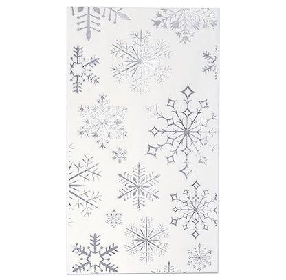 Christmas Snowflake Guest Napkins - Silver Disposable Party Paper Napkins Set of 100