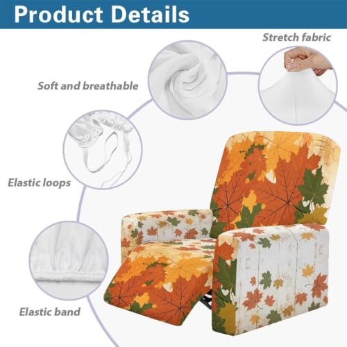 Fall Maple Recliner Slipcover - Vintage Fall Maple Style, Stretchy Furniture Protector