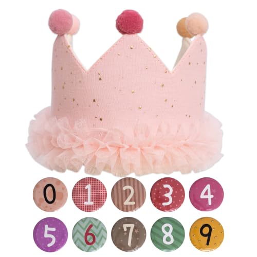 Reusable Fabric Birthday Crown for Girls with Changeable Numbers