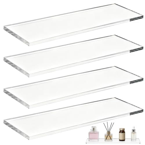 4 Pack Acrylic Medicine Cabinet Shelves - 13" L x 3" W, Universal Fit