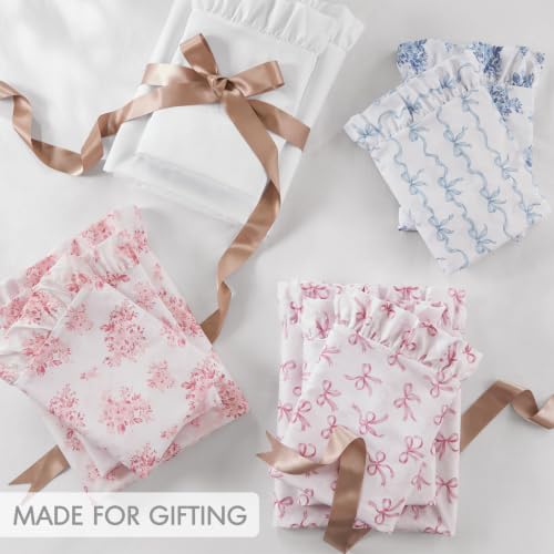 Full Sheet Set with Pink Bow Ruffle - 4 Piece Bedding Comforter Set