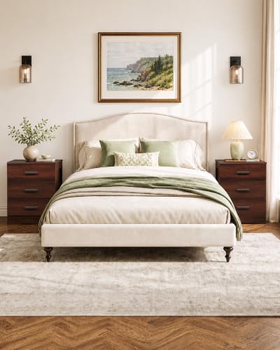 WLIVE Espresso 3-Drawer Nightstand with Large Top - Wood Bedside Table