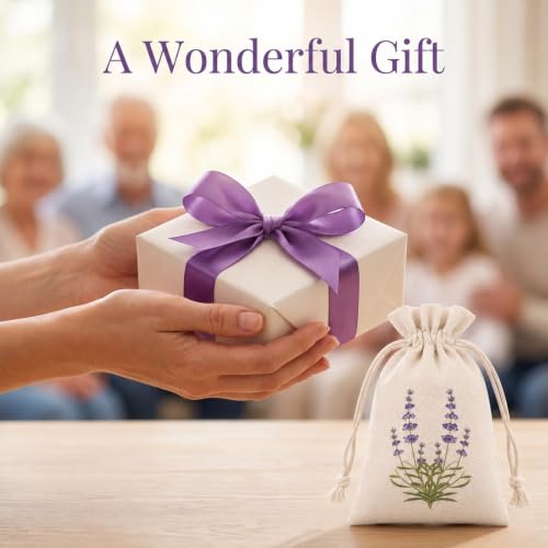 Small Cotton Lavender Sachet Bags - 12 Pack, Drawstring Storage Bags