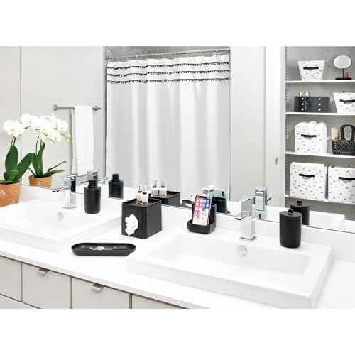 iDesign Facial Tissue Box Cover with Storage Tray, The Cade Collection ? 6.1" x 5.15" x 5.4", Matte Black