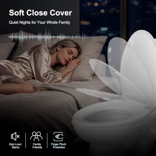 Elongated Toilet Seat with Cover Quiet Close - Heavy Duty, Soft Close, Easy Install