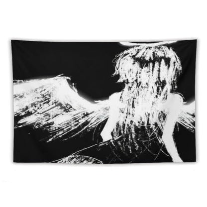 Black Angel Tapestry Wall Hanging Gothic Home Decor for Living Room Bedroom Office - White03, 40x60 Inch