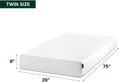 Zinus 8 Inch Twin Green Tea Memory Foam Mattress - Medium Firm, Fiberglass Free, Zoned Pressure Relief
