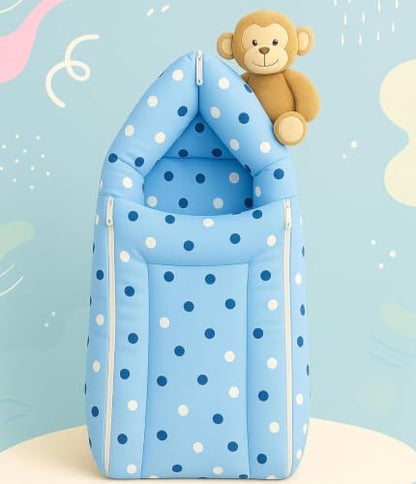 3-in-1 Cotton Sleeping Bed & Sleep Bag Sky Blue for Camping & Indoor Use