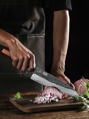 8-Inch Chef Knife with 9-Layer High Carbon Steel Blade - Hand-Sharpened 12° Edge