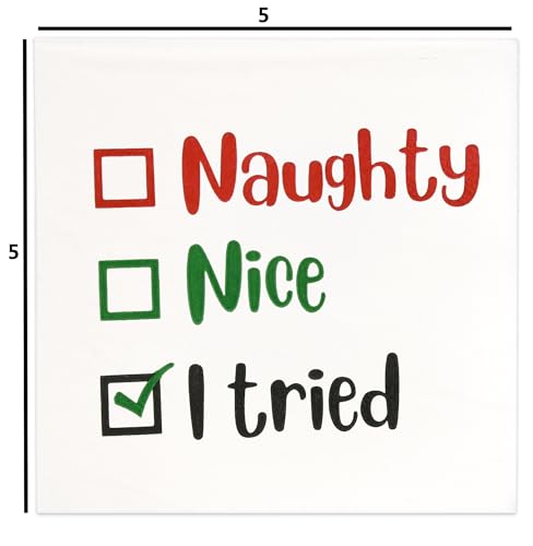 Christmas Cocktail Napkins - Naughty or Nice Holiday Party Supplies, 100 Pack