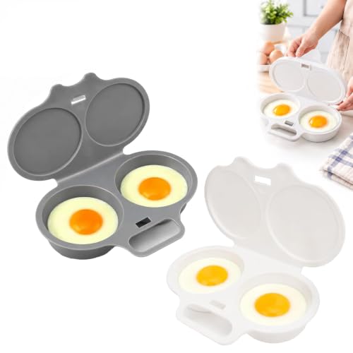 Microwave Egg Poacher for 2 Eggs, Food-Grade PP, Quick Heat & Easy Cleanup