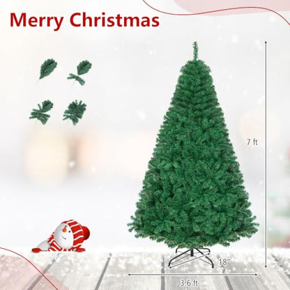 Green 7 Ft Artificial Christmas Tree - Lush Full Unlit Holiday Xmas Tree