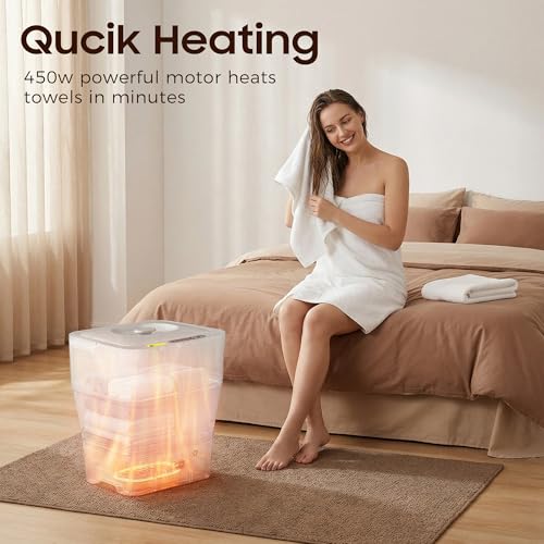 White Foldable Towel Warmer 30L with Timer for Bathroom & Spa