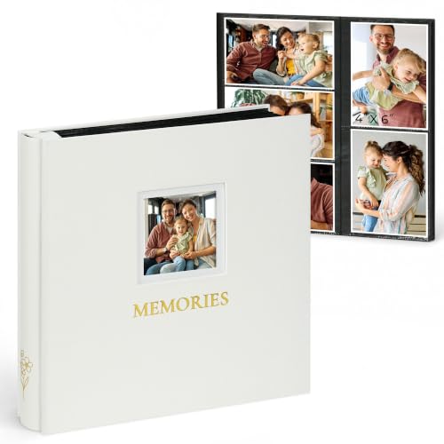 Vienrose Photo Album 4x6 600 Photos Cover Window Beige - Personalized with 600 Pockets