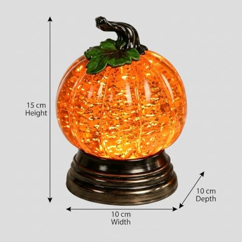 Glitter Lighted Pumpkin Snow Globe with LED Warm Glow Halloween Decor