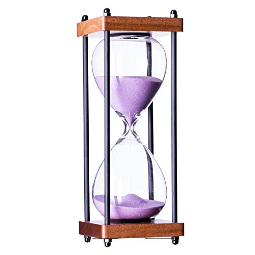 Large Purple Hourglass Timer 30-Minute Wooden Sandglass Decorative Timer