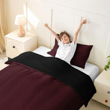 Toddler Duvet Cover Set Burgundy Microfiber Solid Color with Zipper - No Comforter