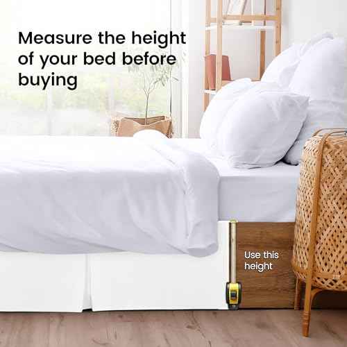 Utopia Bedding Queen Bed Skirt - Soft Quadruple Pleated Ruffle - Easy Fit with 16 Inch Tailored Drop - Hotel Quality, Shrinkage and Fade Resistant (Queen, White)