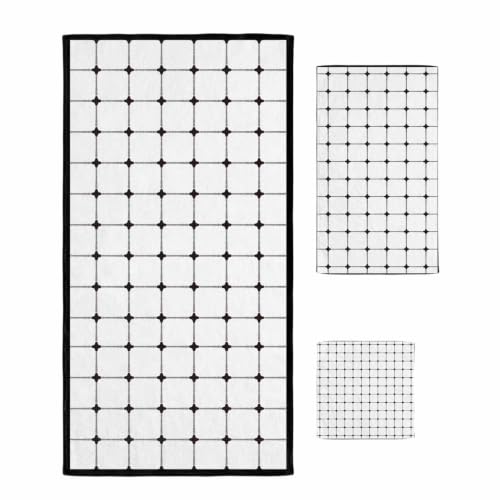 White Plaid Bath Towel Set - 3 Piece Microfiber Towels for Bathroom & Beach, Farmhouse Style - Variation: White, Black, Silver, Frost