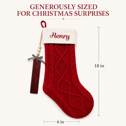 Personalized White Christmas Stocking with Cable Knit & Embroidered Name - Holiday Decor