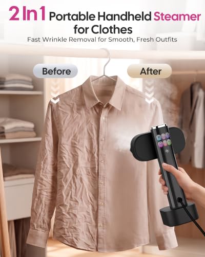 Travel Garment Steamer & Iron 2-in-1 Handheld Clothing Steamer Portable Black