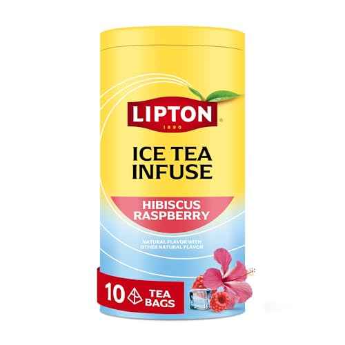 Lipton Ice Tea Infuse Hibiscus Raspberry Cold Brew Tea Bags for On-The-Go or At Home 10 Count (Pack of 1)