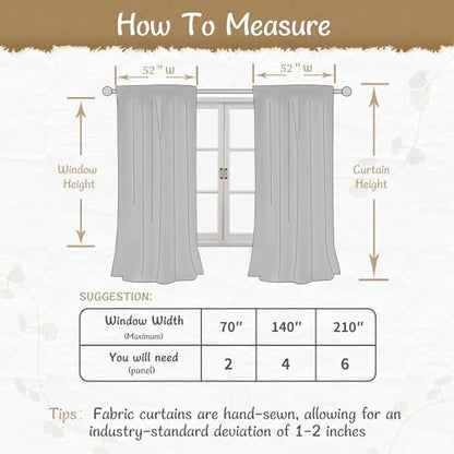 LAMIT Beige Linen Curtains 90 Inch Long for Bedroom Living Room, Soft Thick Back Tab and Rod Pocket Window Drapes Semi Sheer Light Filtering Panels Farmhouse, 52 x 90 Inch, 2 Panels Set