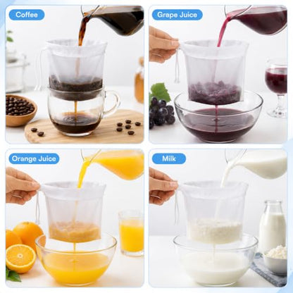 Fine Mesh Brew Bags Set - White Nylon Cheesecloth for Straining, Reusable Kitchen Filter