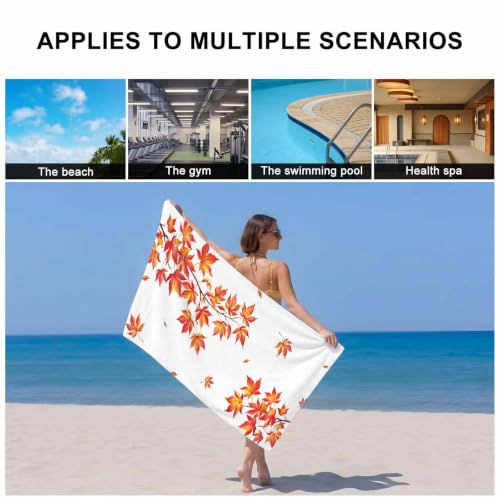 Thanksgiving Fall Bath Towel Set of 3 with Red White Variations - Microfiber Absorbent Luxury Bathroom Towels for Kitchen & Beach