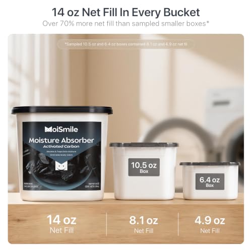 Moismile Activated Carbon Moisture Absorber Buckets 14 oz - 4 Pack