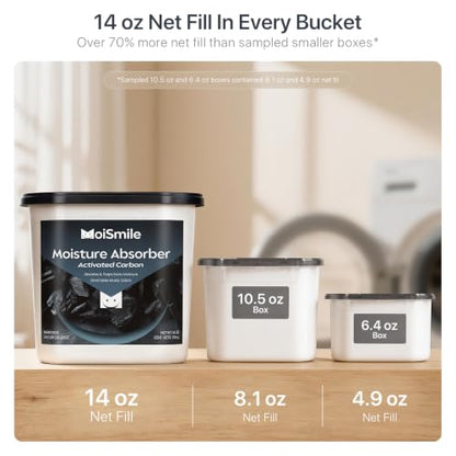 Moismile Activated Carbon Moisture Absorber Buckets 14 oz - 4 Pack